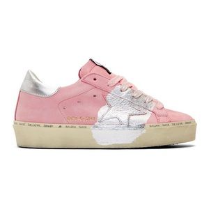 GGDB HI STAR Pink Silver Leaf Sneakers